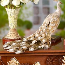 Theseus Grand Peacock Figurine - Golden