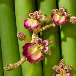 Halie Orchid Branch Pin - Flora